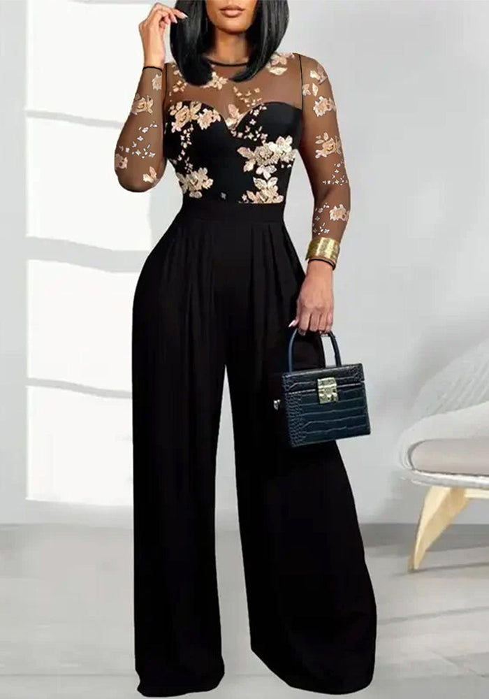 Women autumn casual print patchwork sleeveless jumpsuit