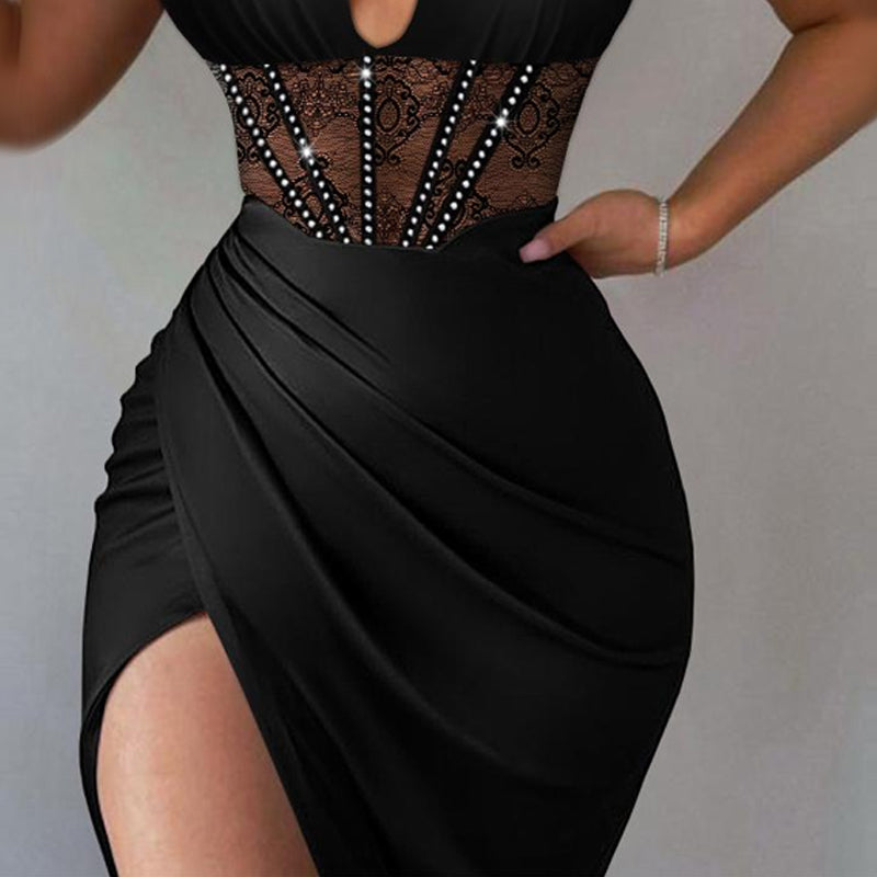 Women'S Straps Solid Satin Tight Fitting Club Dress 3