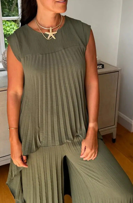 Women Round Neck Solid Raglan Sleeve Top and Pants Two-piece Set 7