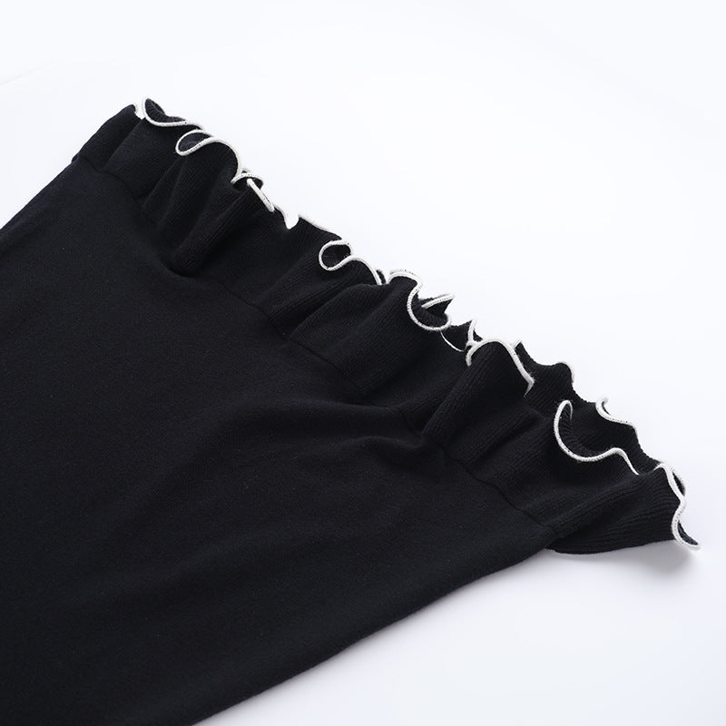 Autumn Chic Ruffled A-Line Long Sleeve Women Knitting Dress 9