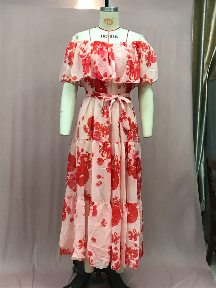 Women's Gradient Color Printed Off Shoulder Maxi Dress 20