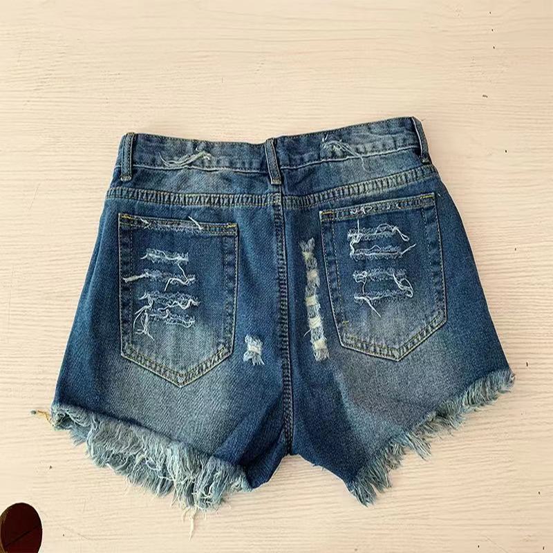 Women American Flag Ripped Tassel Denim Shorts 11