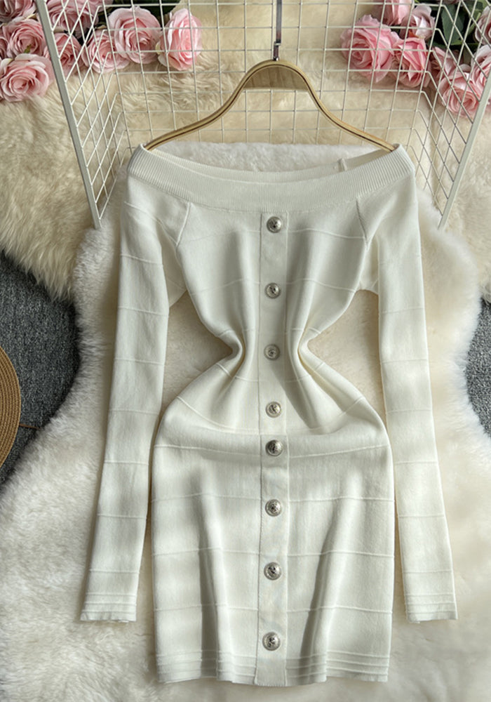Women sexy Off Shoulder long-sleeved Bodycon sweater dress