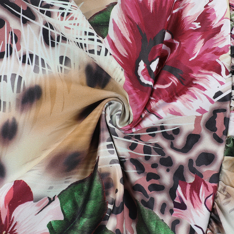 Summer Low Back Halter Neck Printed Hollow Short Dress 14