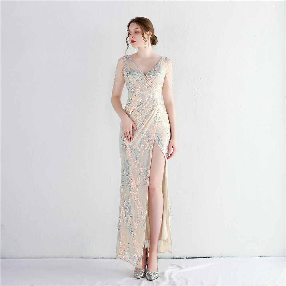 Women Sequined Sequins Long Evening Dress 10