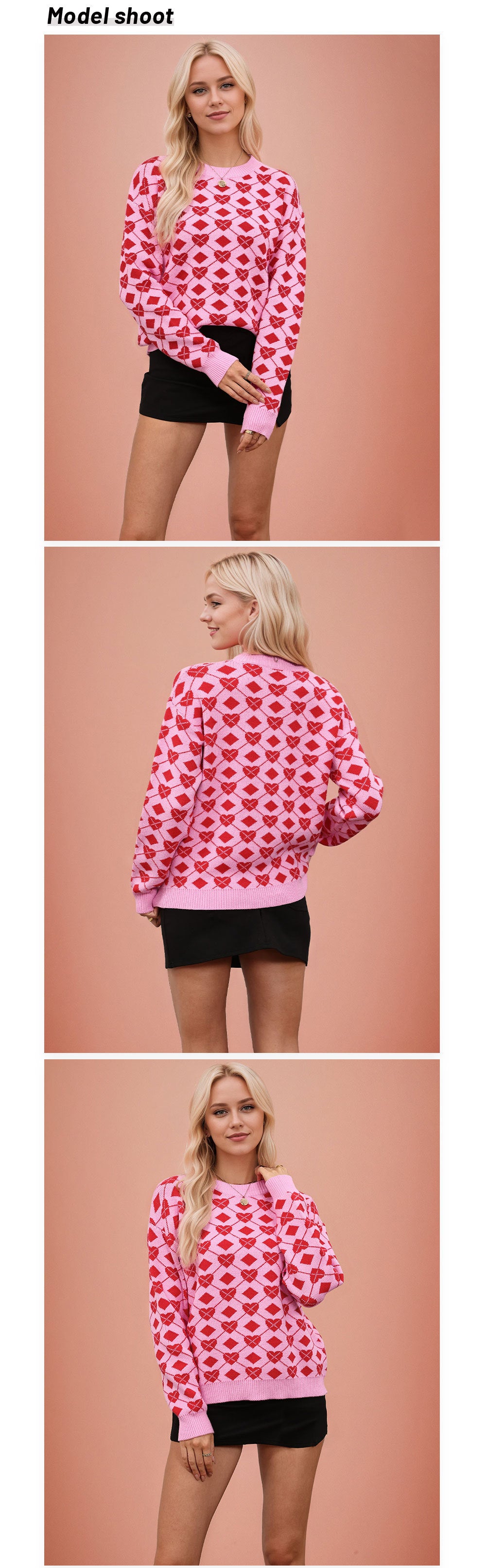 Women Autumn/Winter Heart Valentine's Day Sweater 10