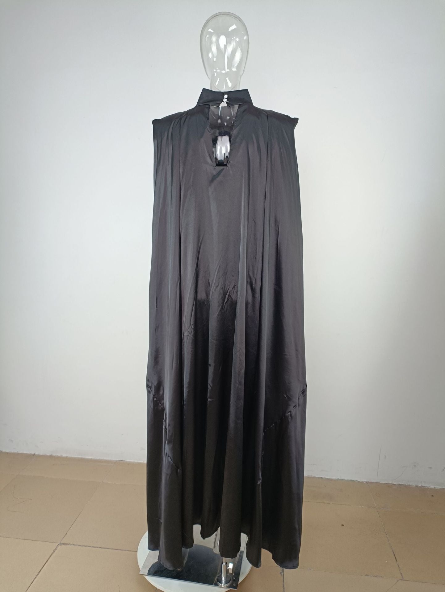 Dubai Muslim Women'S High Neck Loose Swing Robe Satin Dress Women'S Abaya 35