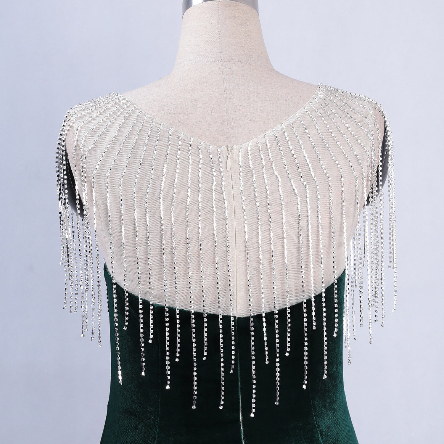 diamond chain velvet evening dress Formal Party long slim and elegant mermaid Prom Dress 43