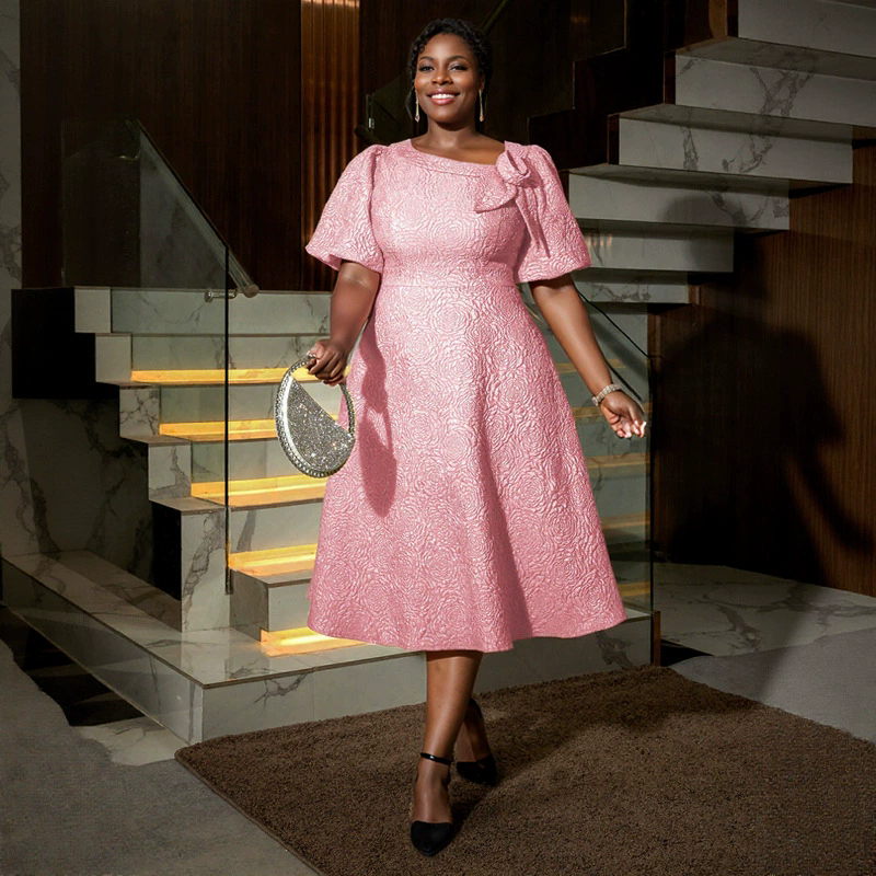 Plus Size African Women flower dress 4