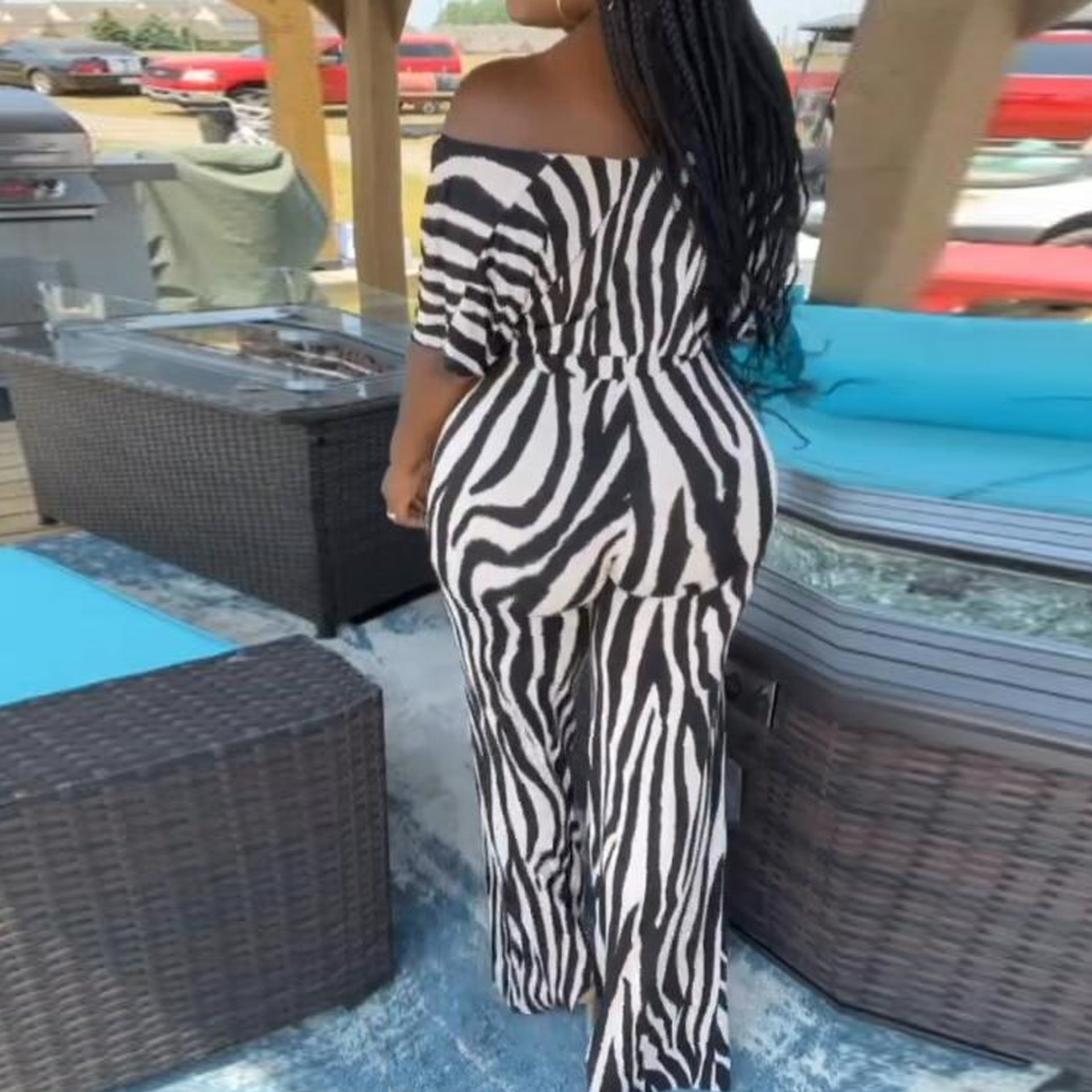 Sexy zebra print bootcut two-piece trouser suit 4