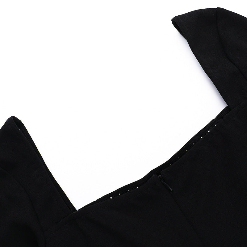 Women autumn Pearl Square Neck Bodycon Dress 23