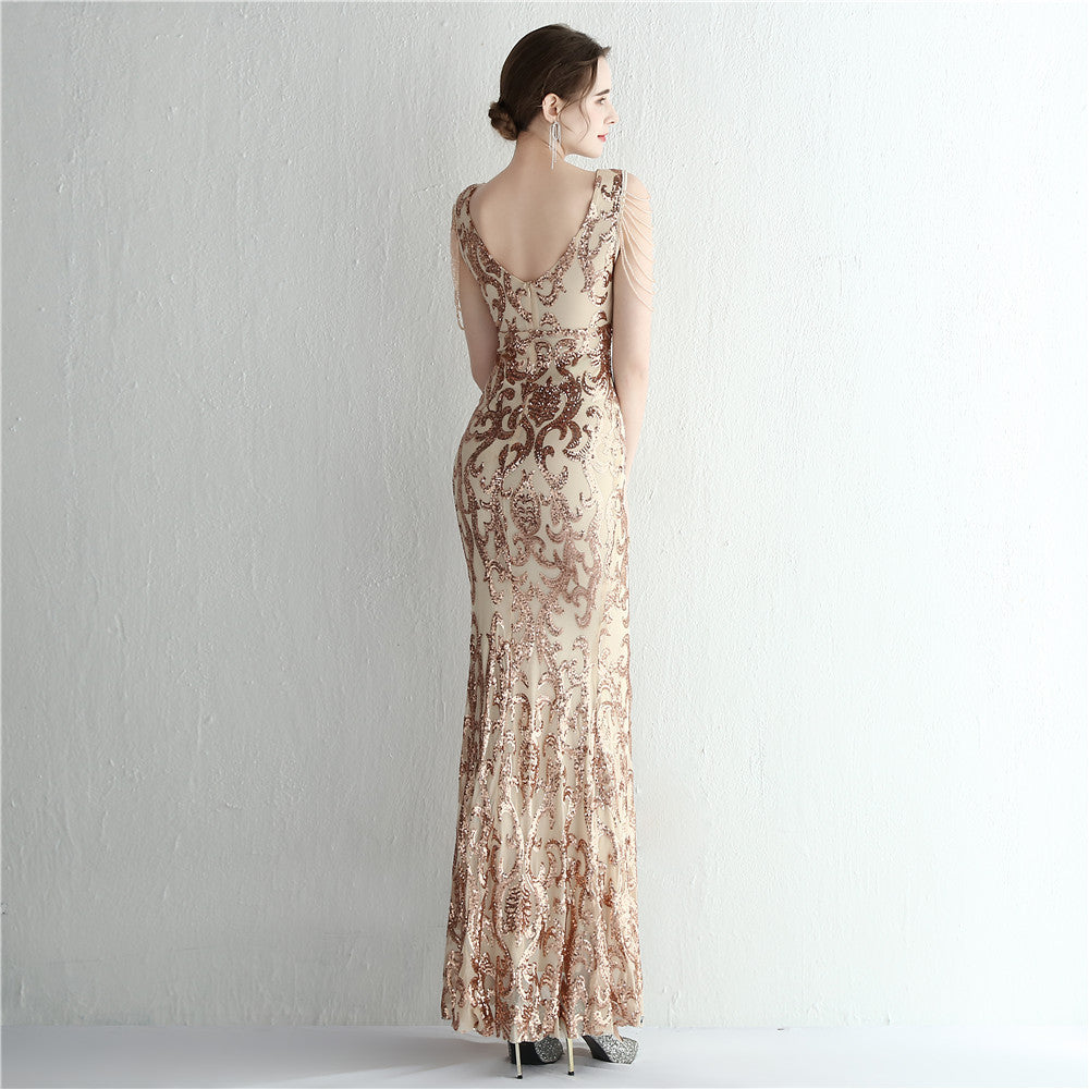 Plus Size Women Plus Size Sequins Formal Party Maxi Evening Dress 9