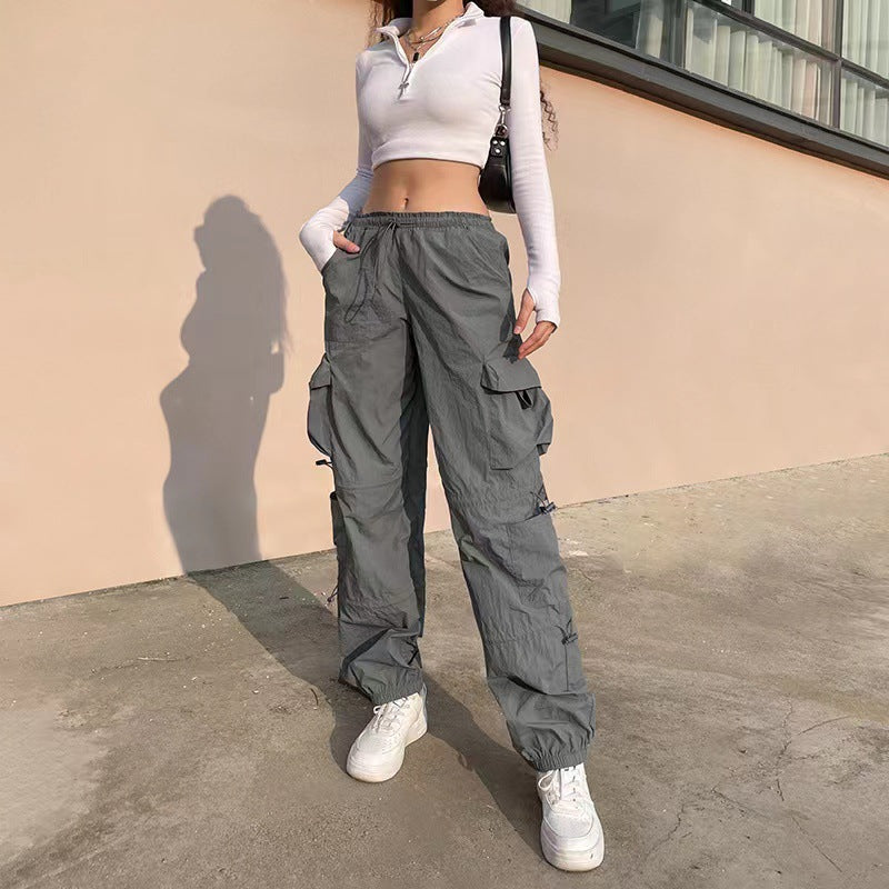 Women American Street Style Multi Pocket Loose Hip Hop Trousers