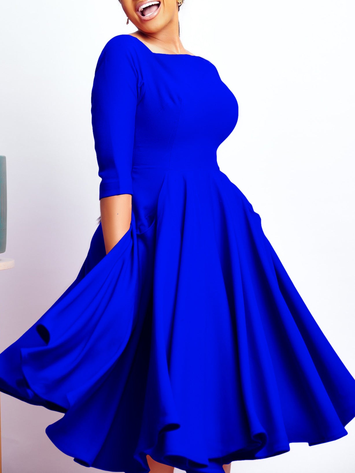 Women Autumn and Winter Pocket African Dress 5