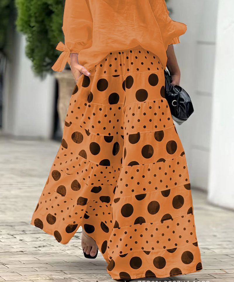 Women's Casual Slash Shoulder Top Printing Loose Pants Fashion 2-Piece Set 15