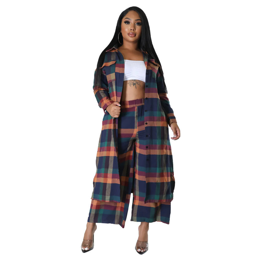 Women plaid print two-piece set 6