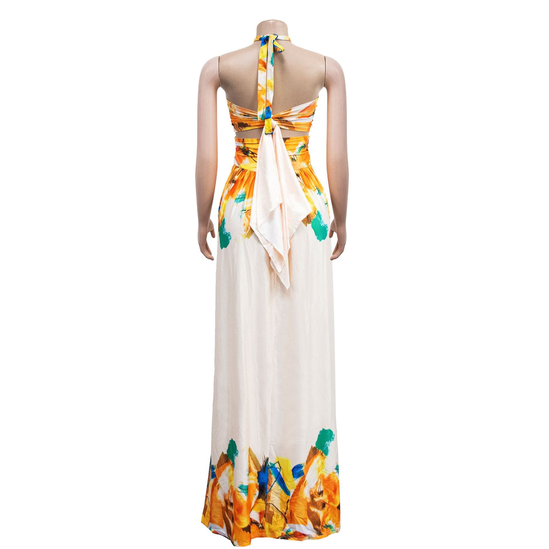 Women's Fashion Contrasting Color Sleeveless Wrap Maxi Dress 17
