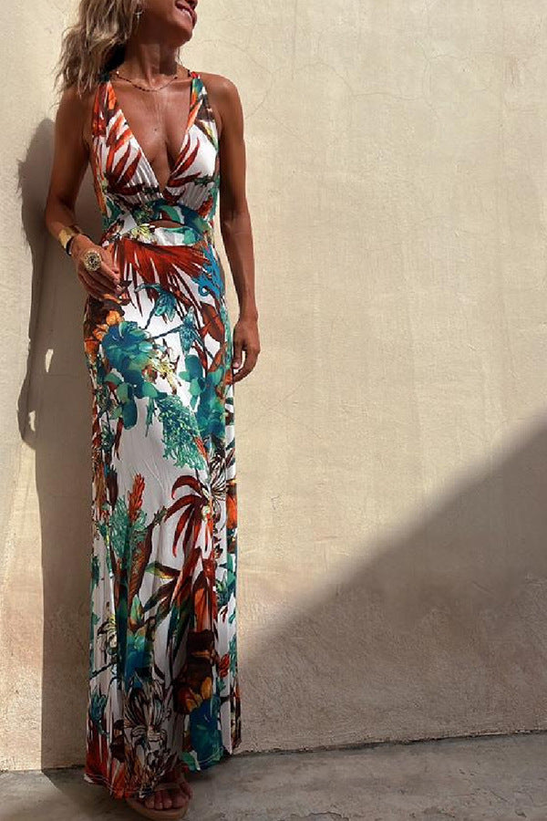 Women Sexy Printed Strap Holidays Dress 5