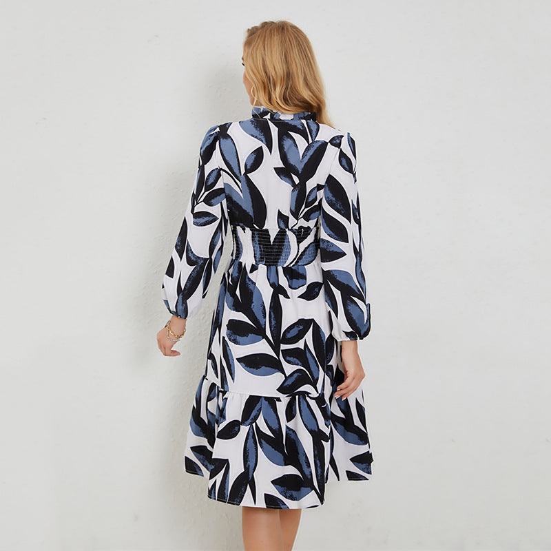 Women Printed Long Sleeve Casual Dress 5