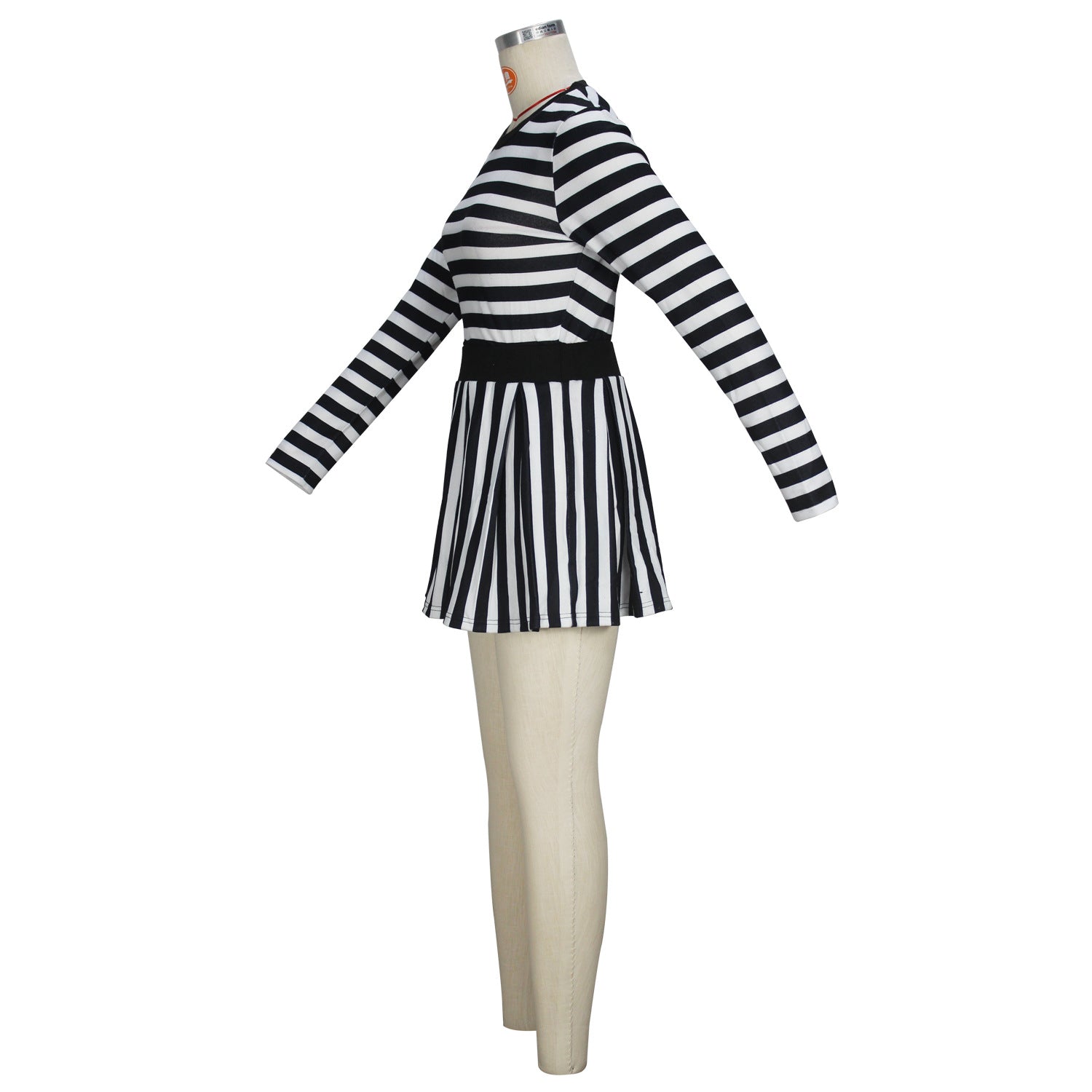 Spring Autumn And Winter Women's Fashion Striped Casual Long Sleeve Round Neck Top Skirt Two-Piece Set 5