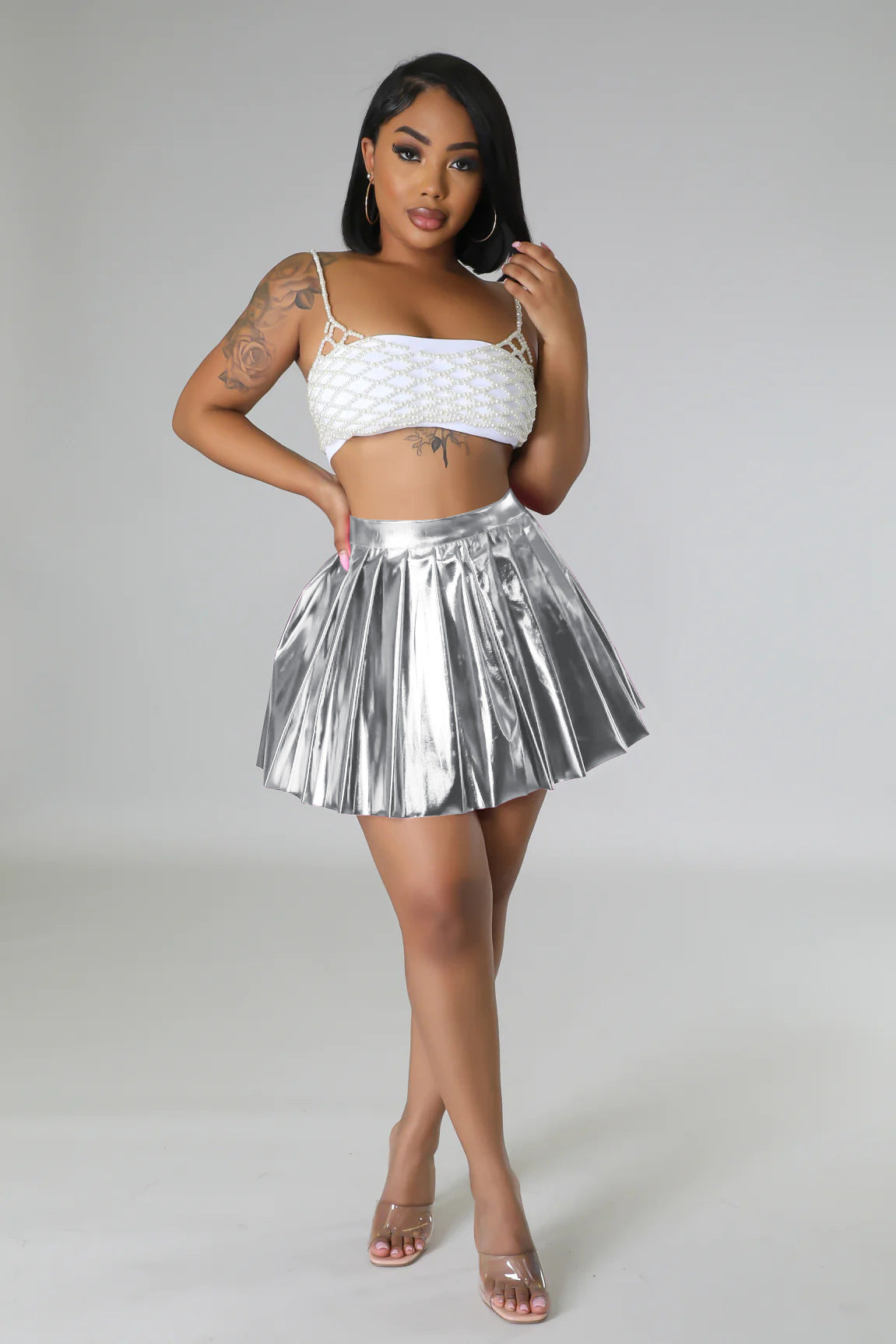 Women's Fashion Sexy Shiny Pleated Skirt For Women 13