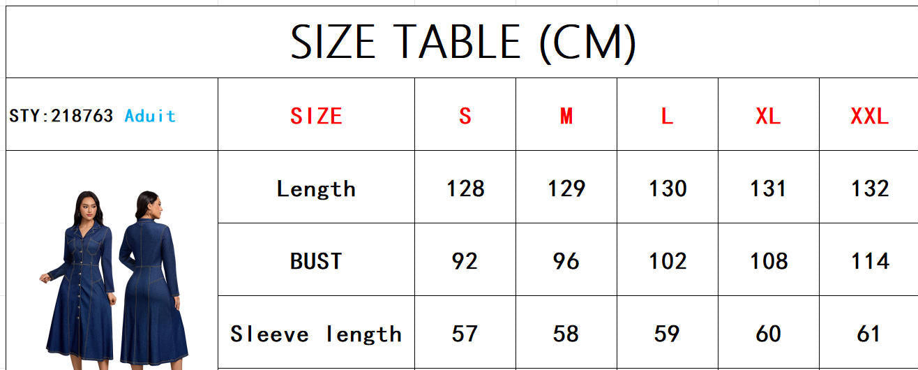 Women Denim Long-Sleeved Dress 6