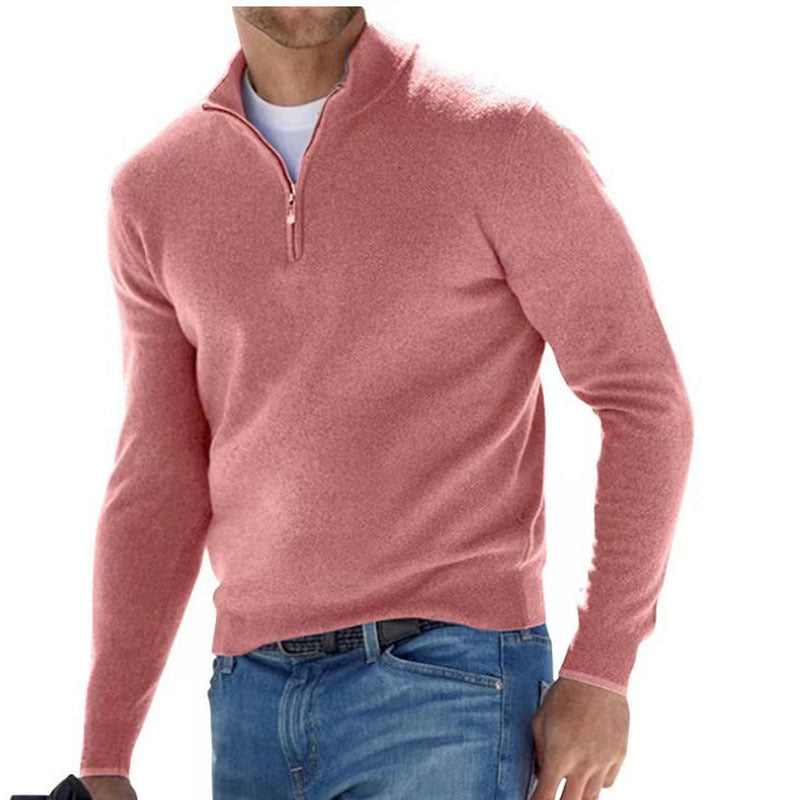 Men's Autumn Long Sleeve V-Neck Zipper Casual Top 13