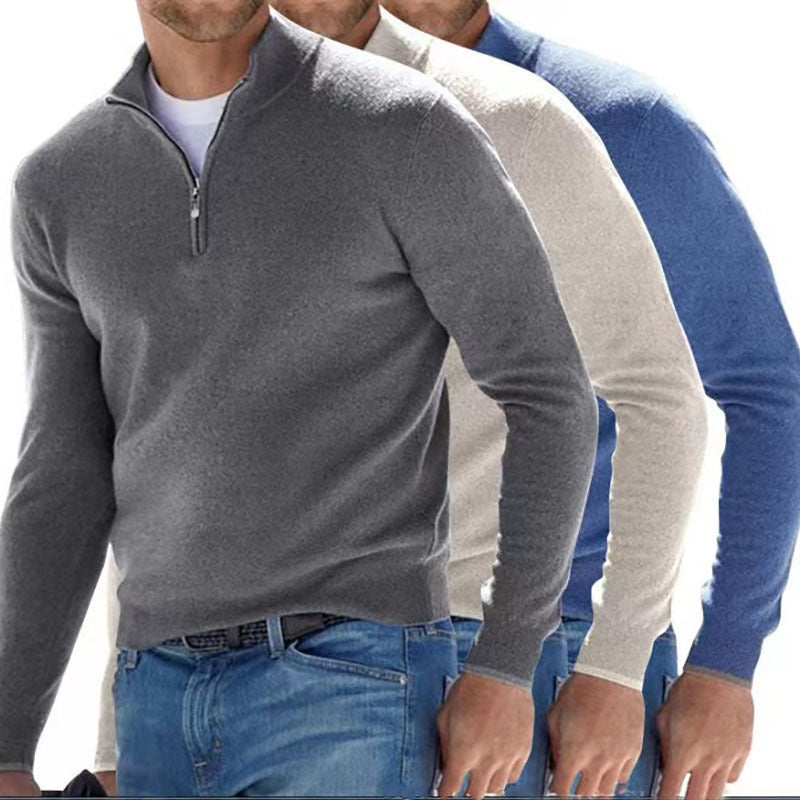Men's Autumn Long Sleeve V-Neck Zipper Casual Top 38