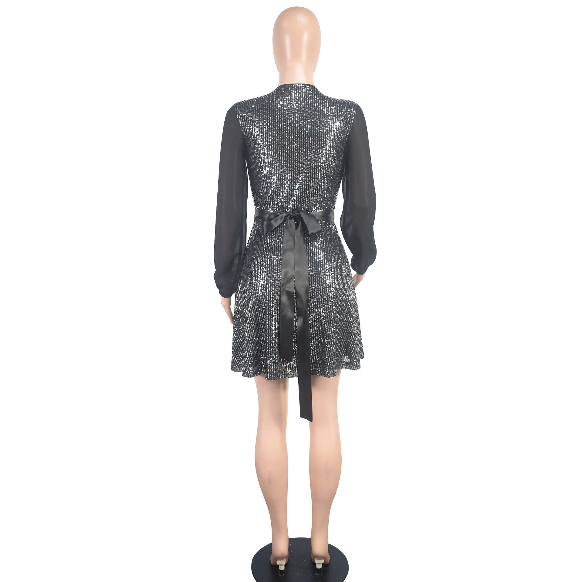 Women Sequin Party Long Sleeve Mini Dress 7