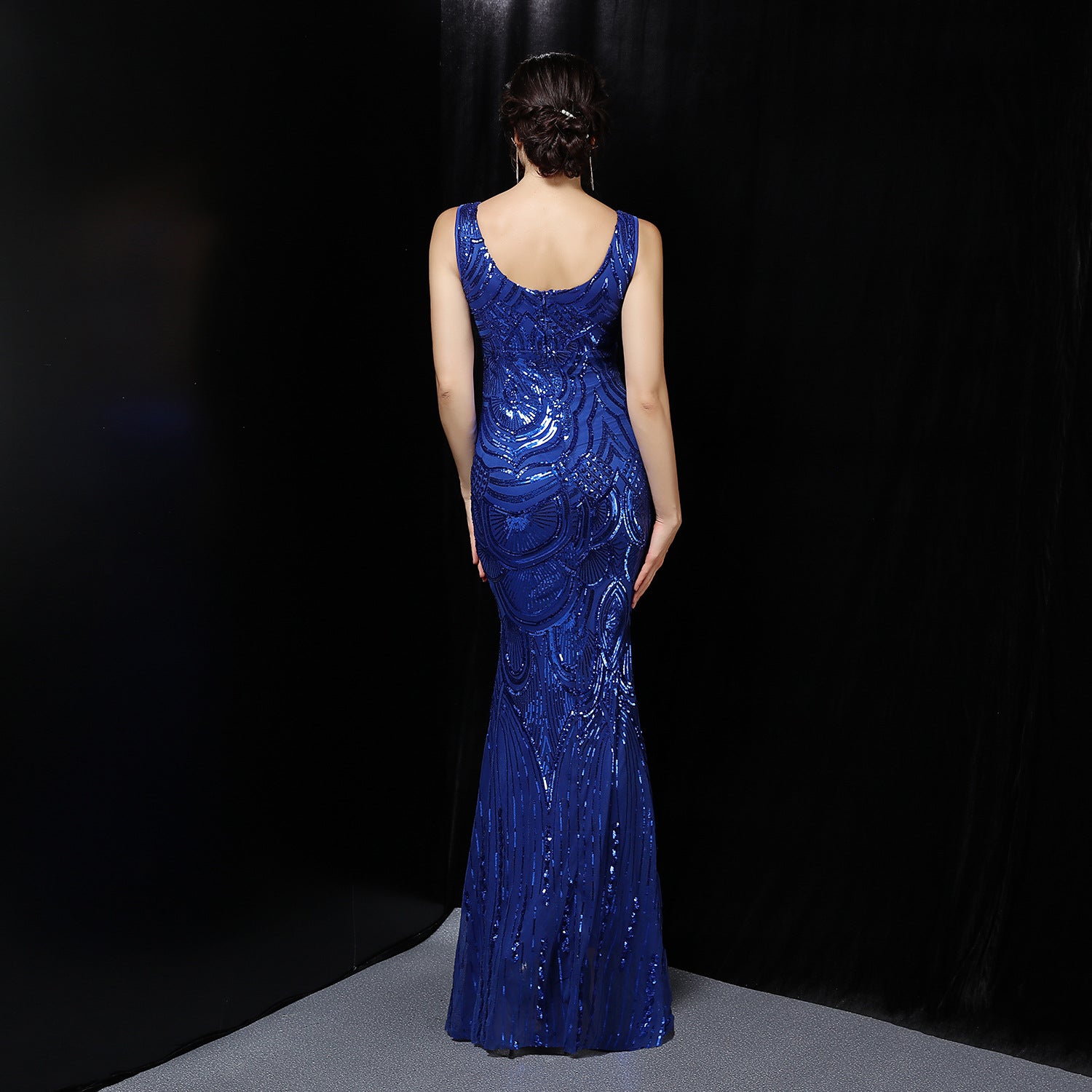 Women Formal Party Sequins Sleeveless Mermaid Evening Dress 6