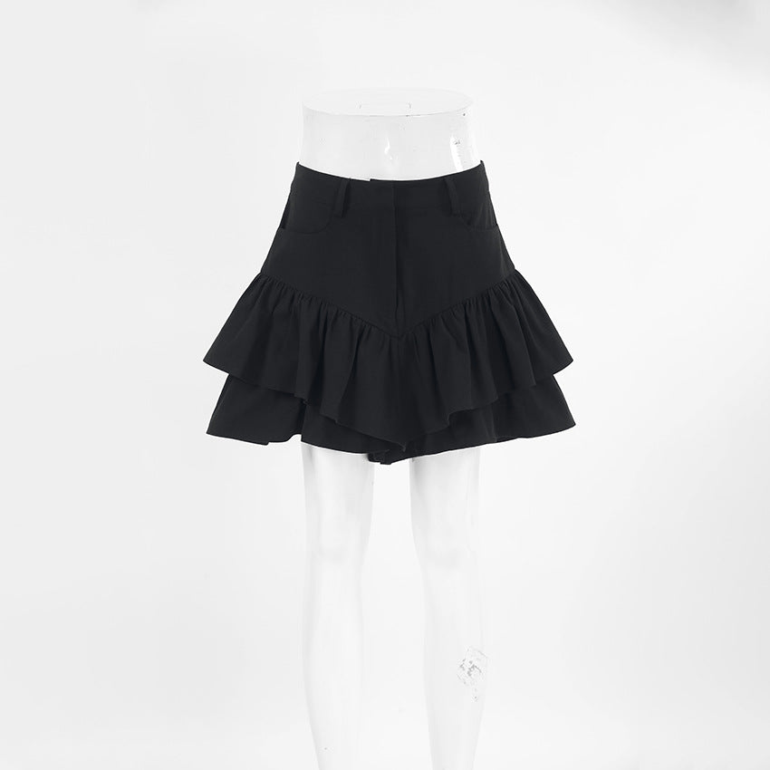 Spring Fashion Sexy Black Linen High Waist Short Skirt 5