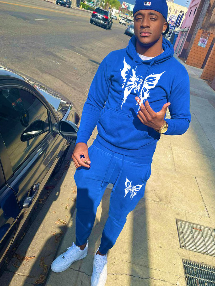 Men's Hoodies Set Style Trendy Print Two-Piece Hoodies Sweatpants Set 4