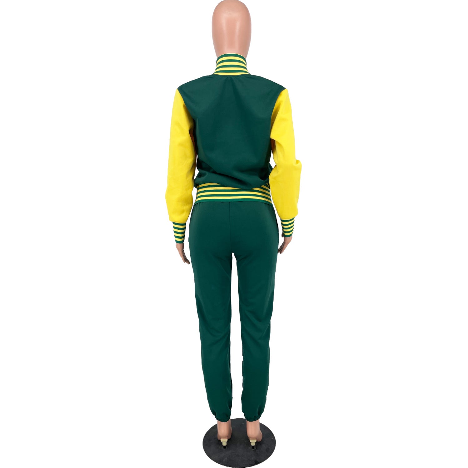 Women Letter Baseball Jacket and Pant Two-Piece Set 22
