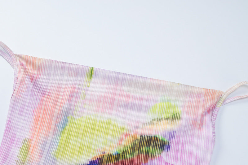 Women's Summer Fashion Print Chic Slim Low Back Strap Dress 17