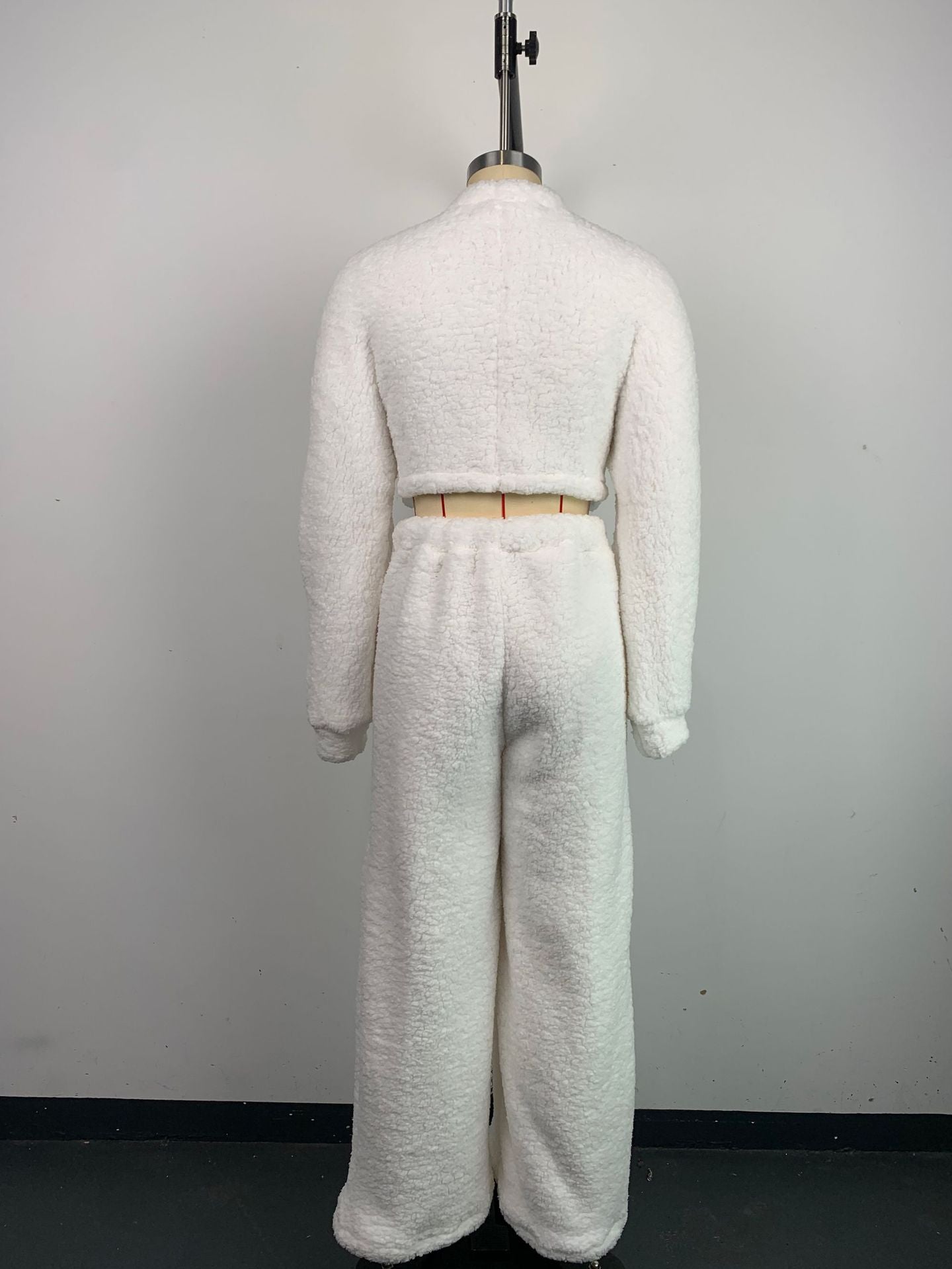 Women Casual Lounge Clothes Loose Sherpa Long Sleeve Top and Pant Two-piece Set 22