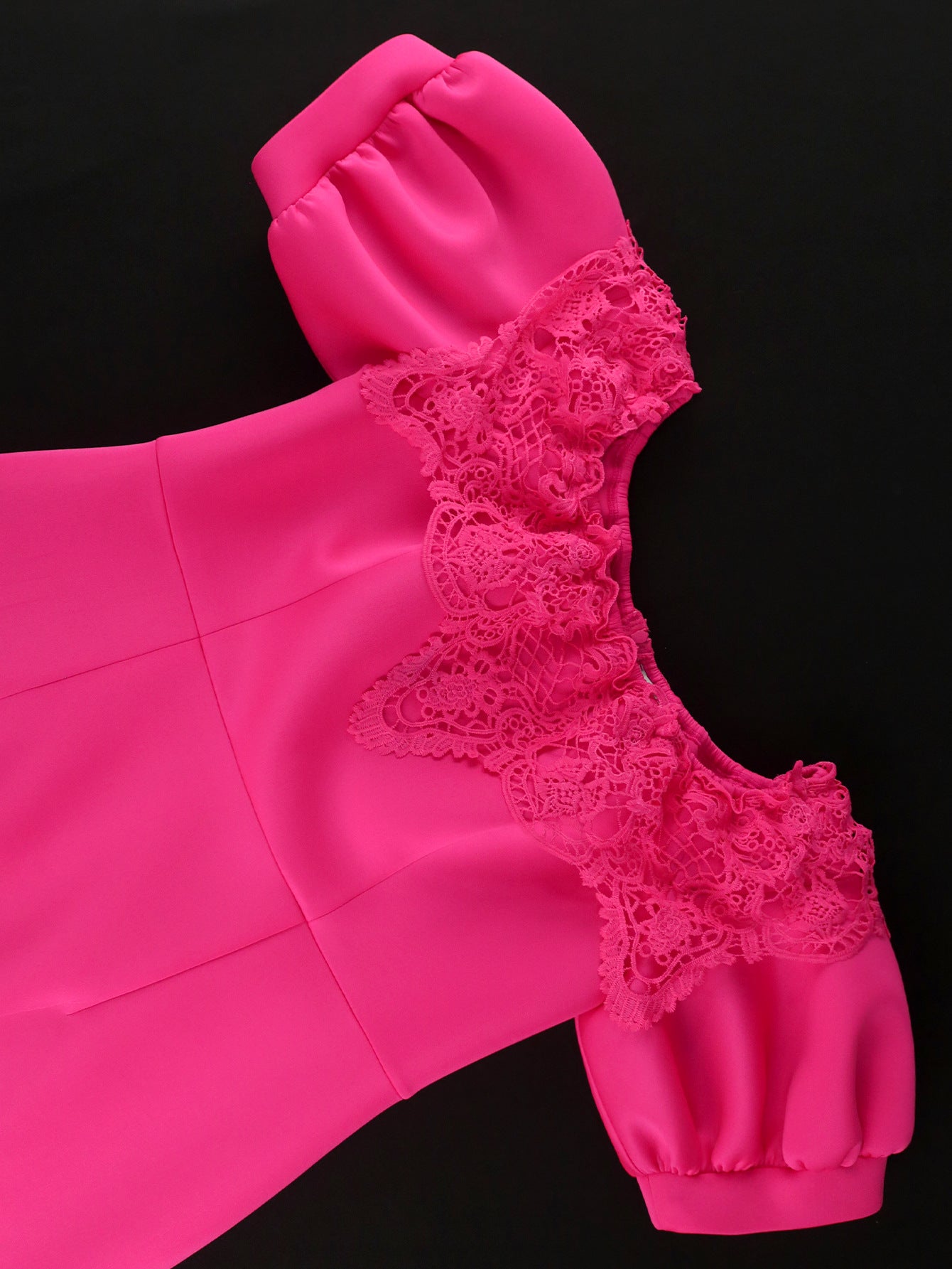 Women Puff Sleeve Off Shoulder Party Formal Party Lace Dress 6