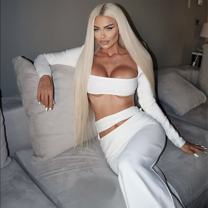 Women Long Sleeve Top and bandage dresses Two-Piece Set 4