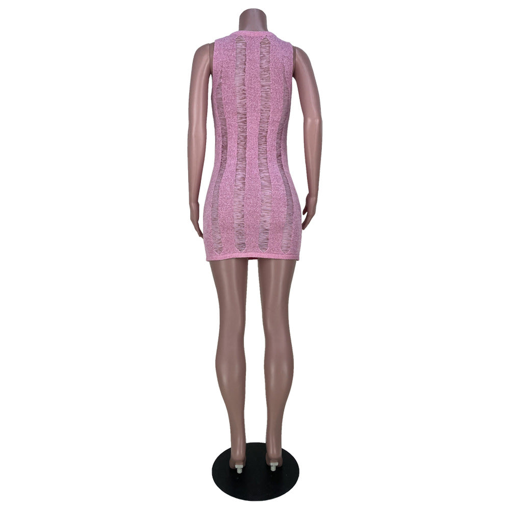 Women Sexy Cutout Sleeveless Round Neck Dress 9