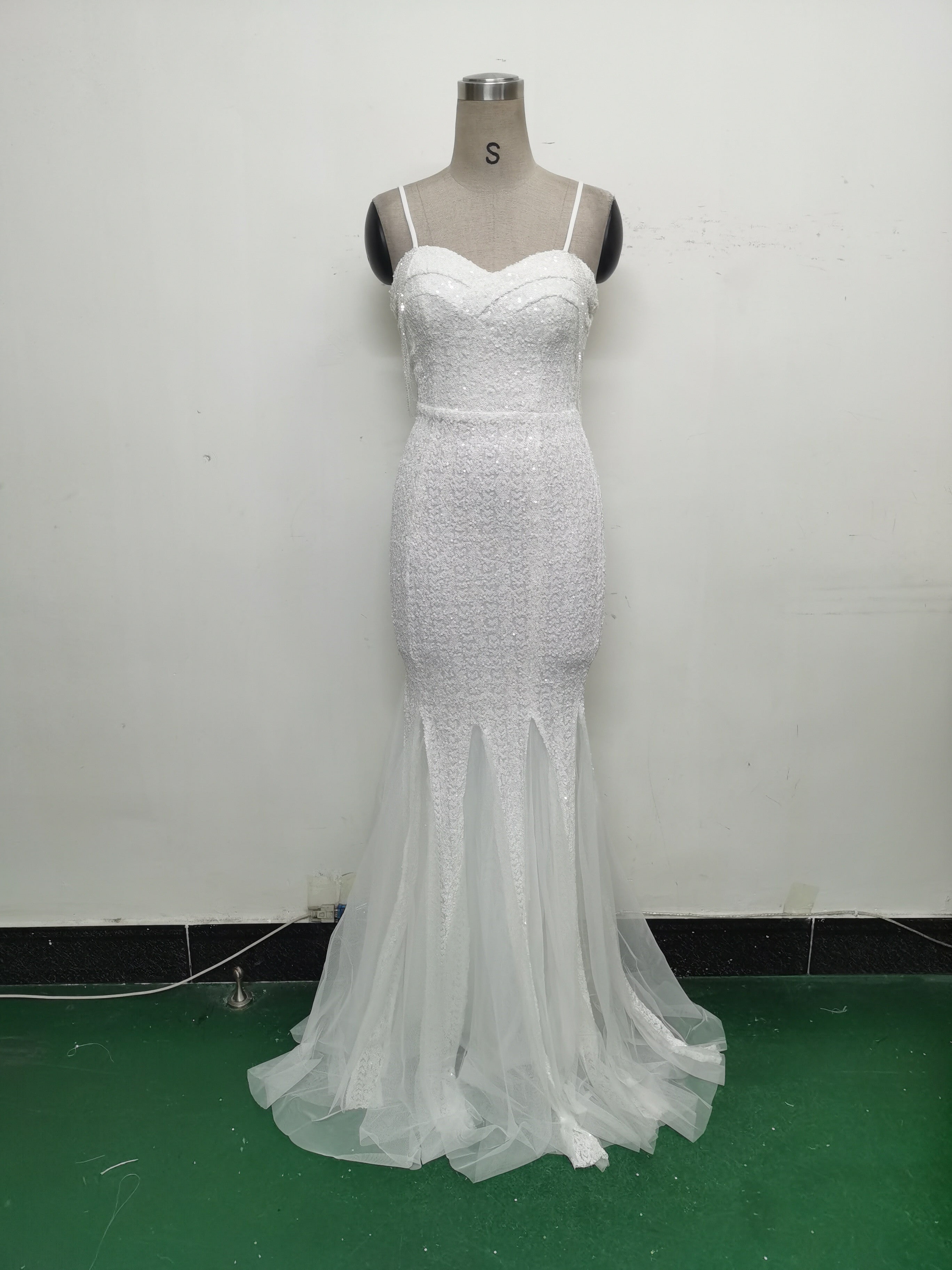 Strap Beading Mesh Sequin Evening Dress 25