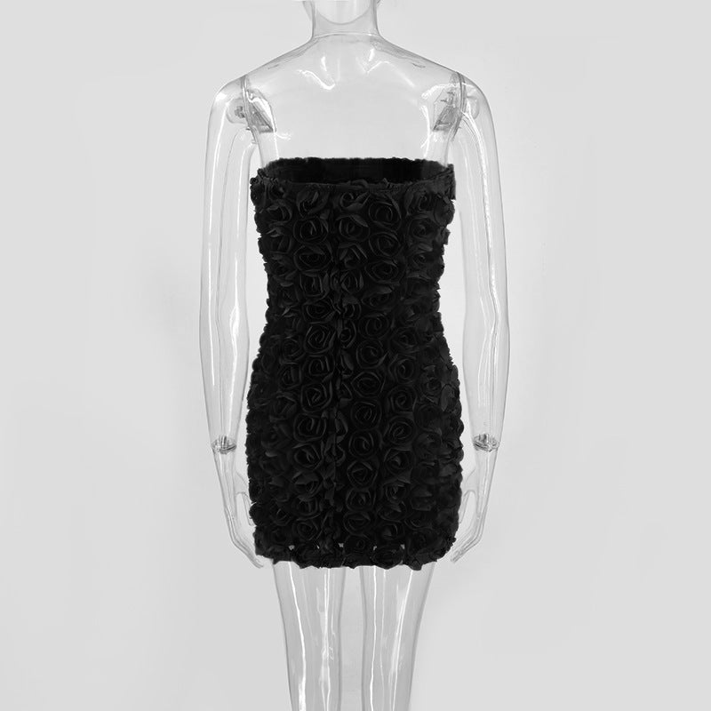 Women Sexy Floral Strapless Bodycon Dress 13