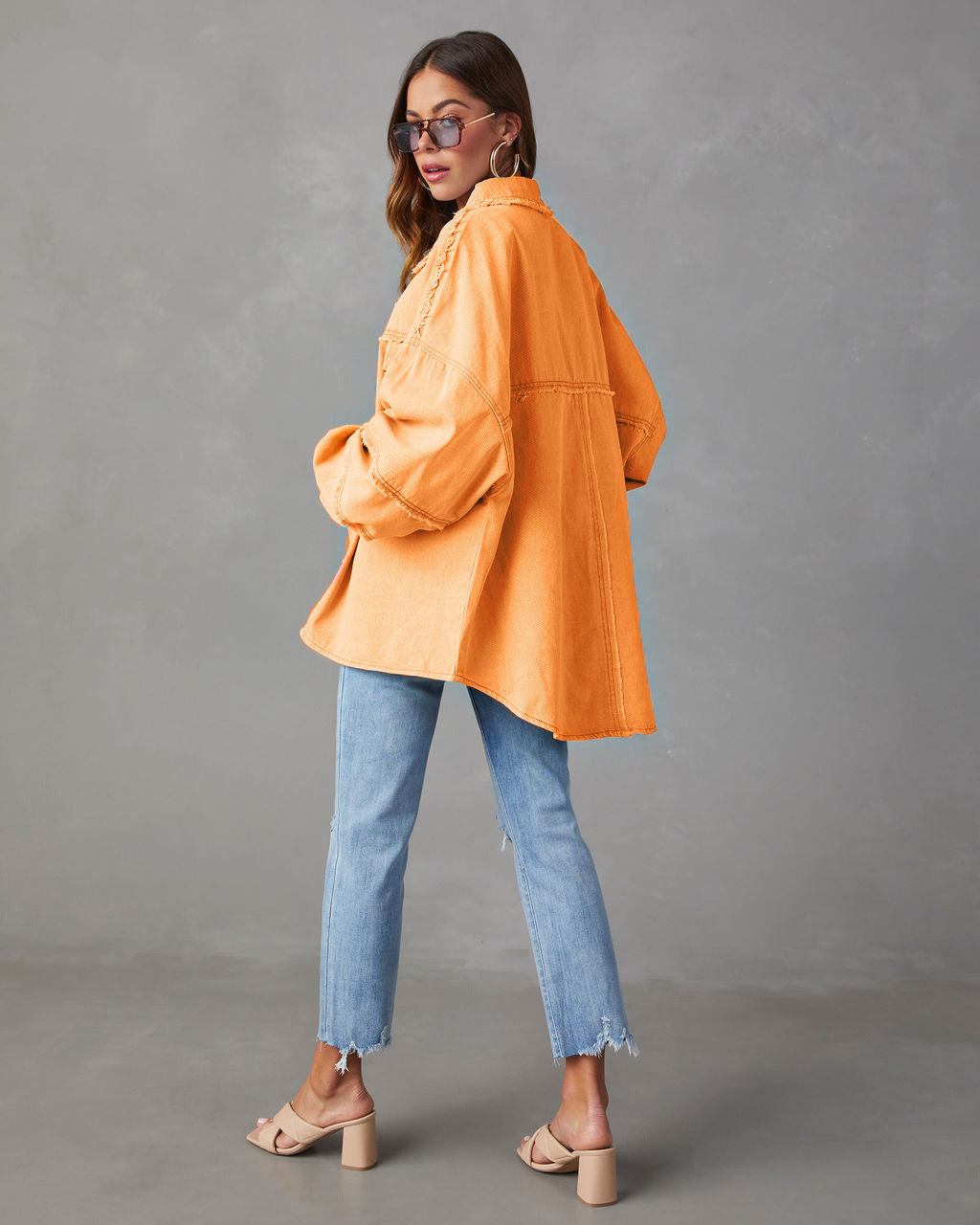 Women Casual Fall Washed Solid Denim Jacket 14