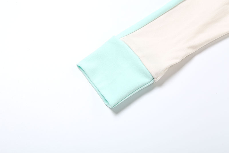 Women Fall Stand Collar Contrast Letter Embroidered Zipper Top and Shorts Two-Piece Set 14