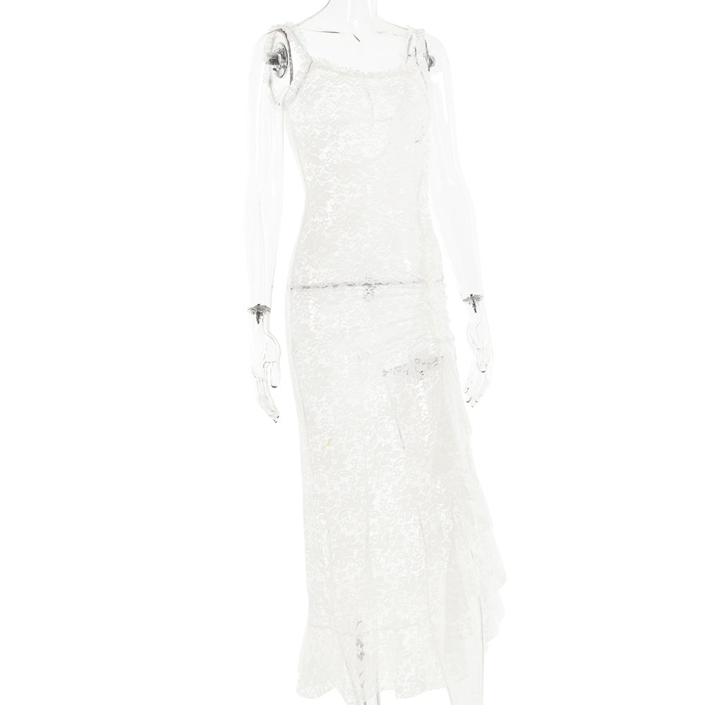 Spring Sexy Fashion Sheer Lace Slim Long Dress 7