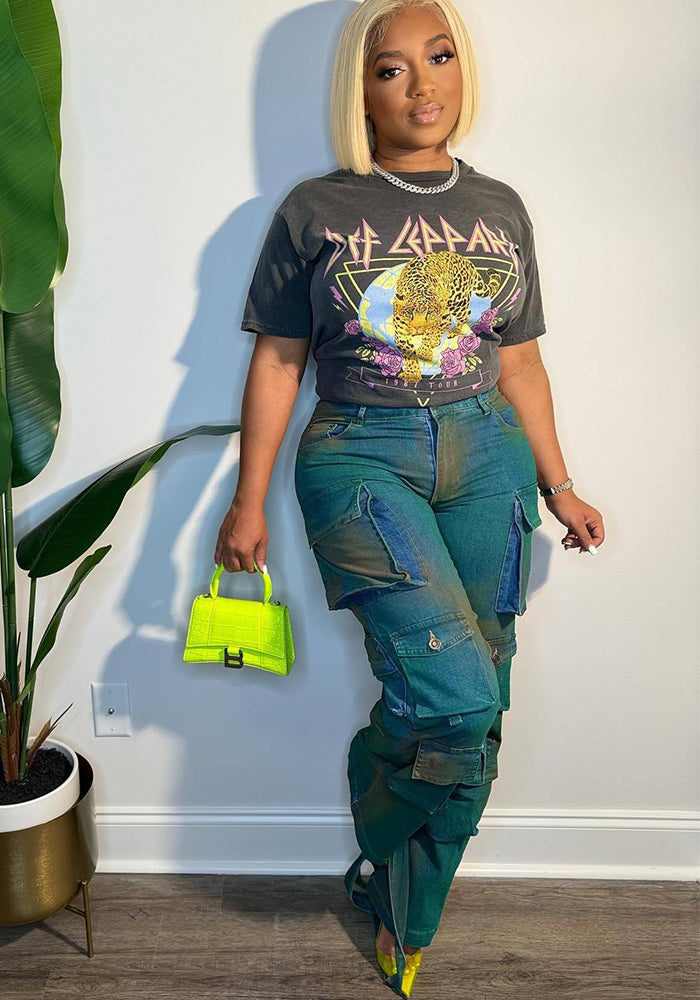 Women street multi-pocket Cargo Denim Pants