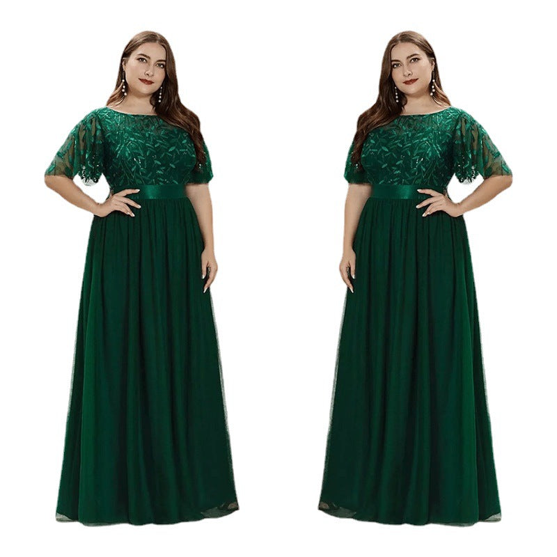 Elegant Evening Dress Sequin Plus Size Party Dress Mesh Swing Formal Party Maxi Dress 10