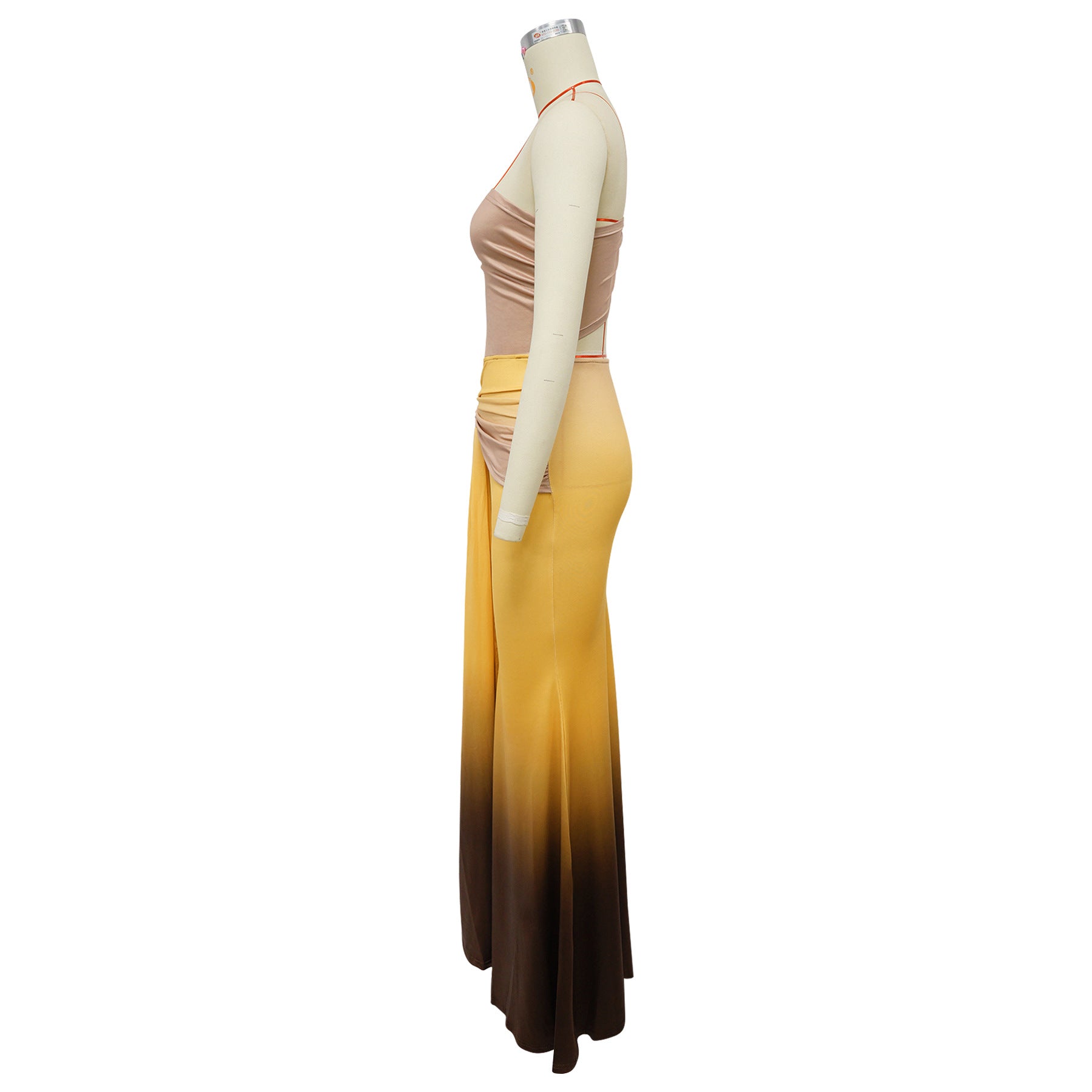 Summer Women's Sexy One-Shoulder Open Waist Gradient Long Dress 9
