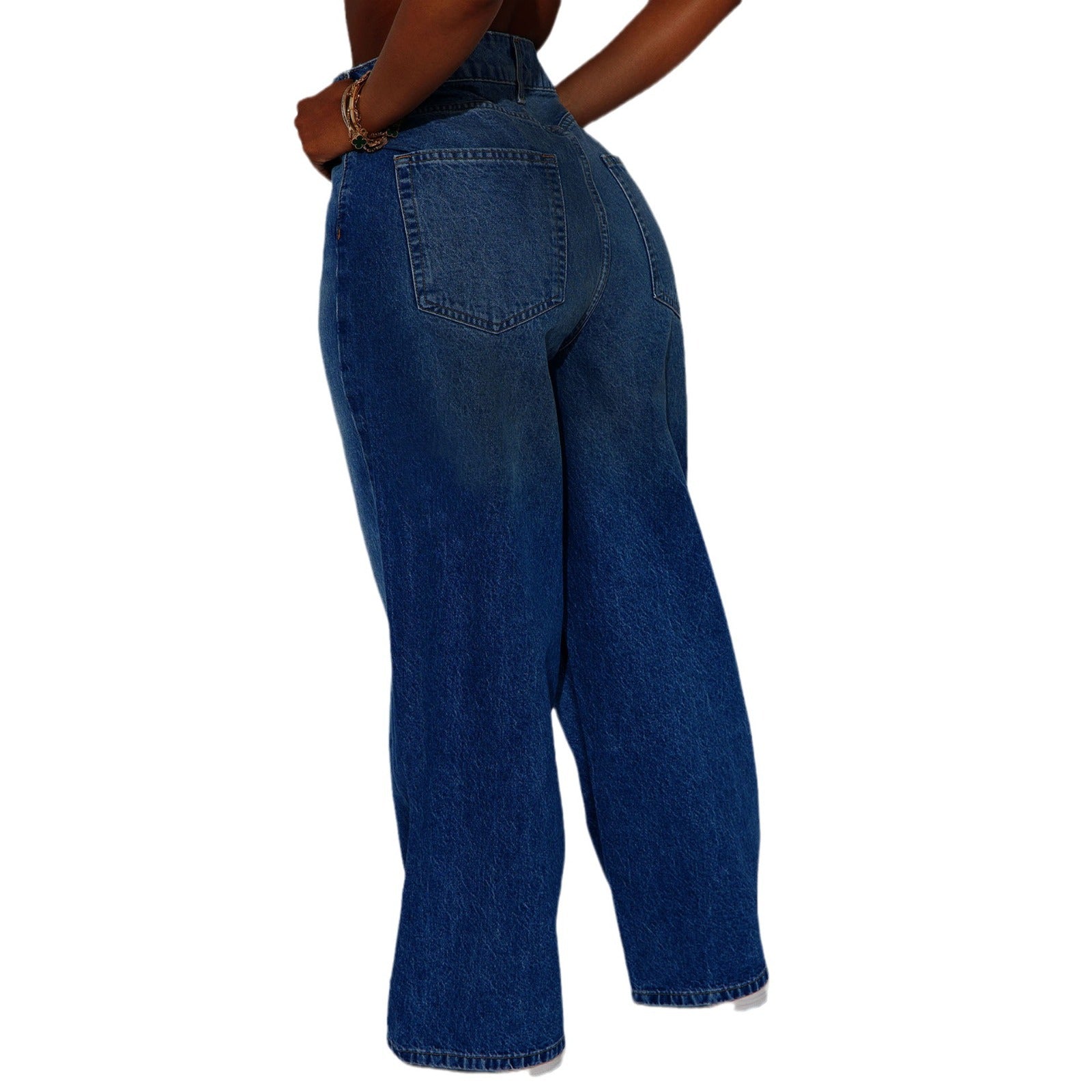 Plus Size Women no stretchy Denim wide-leg pants 8