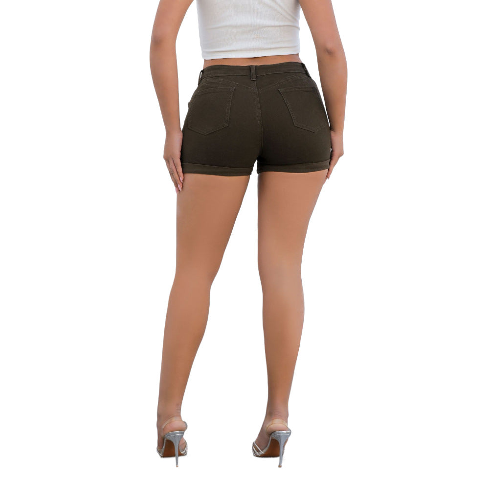 Fashionable And Sexy High Waist Slim Fit Stretch Ripped Denim Shorts 7