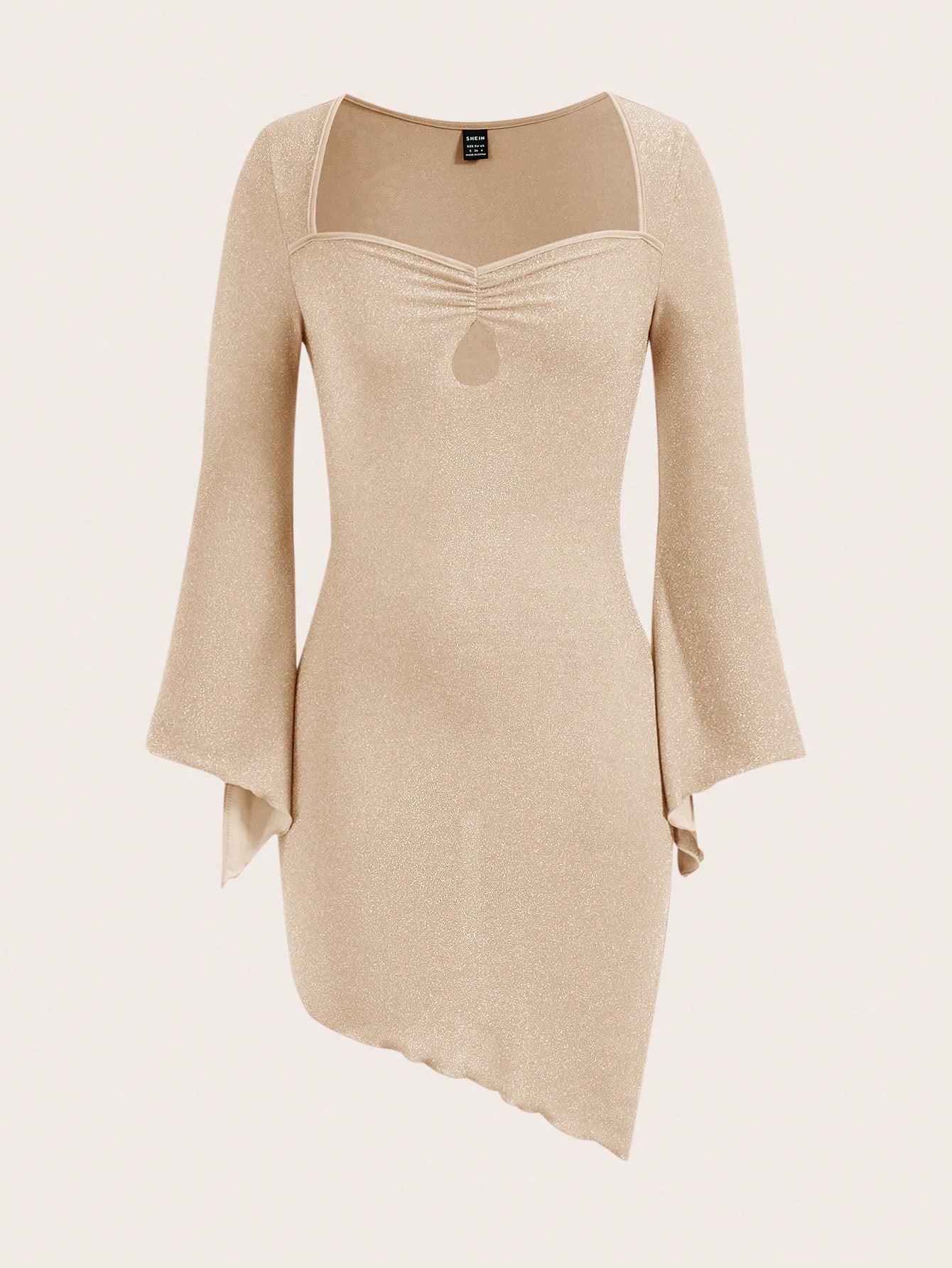 Sexy Solid Quare Neck Long Sleeve Dress 13