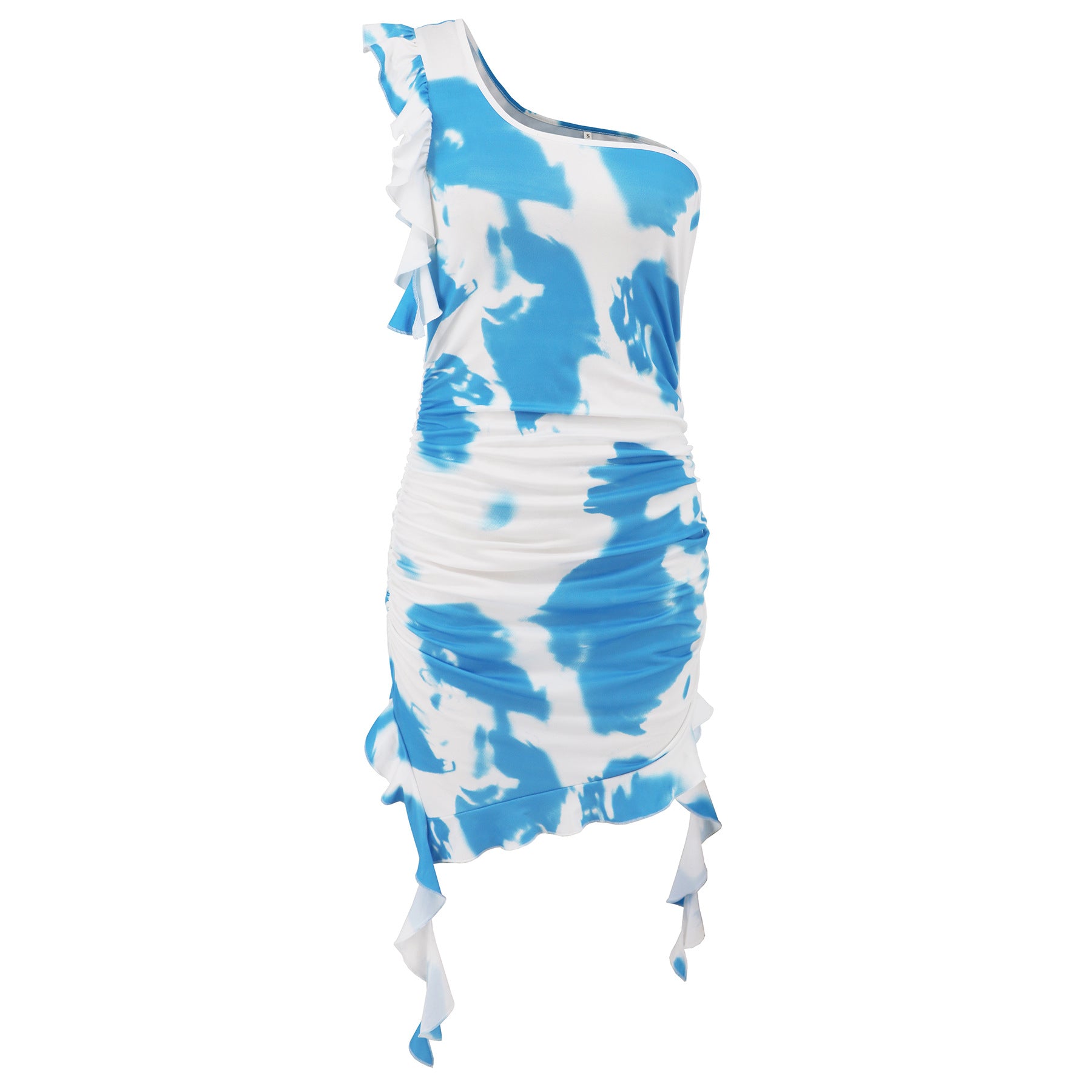 Women summer sexy ruffled tie-dye print dress 12